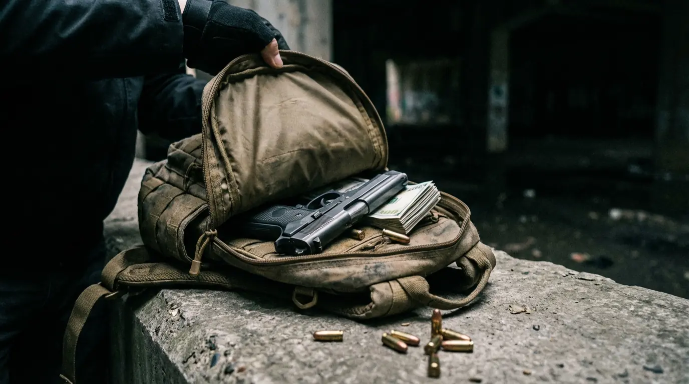 Fusil de chasse ancien non déclaré posé sur une table en bois prêt à être expertisé