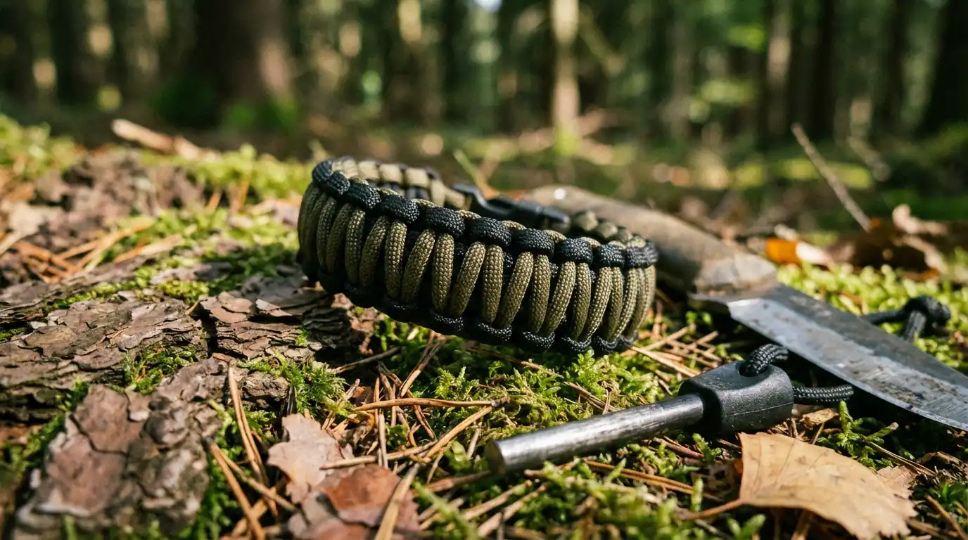 Bracelet de survie tressage King Cobra en paracorde beige