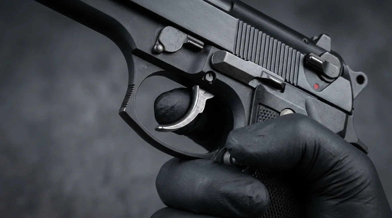 Schéma comparatif du fonctionnement mécanique d'une détente en simple action et double action sur un pistolet semi-automatique