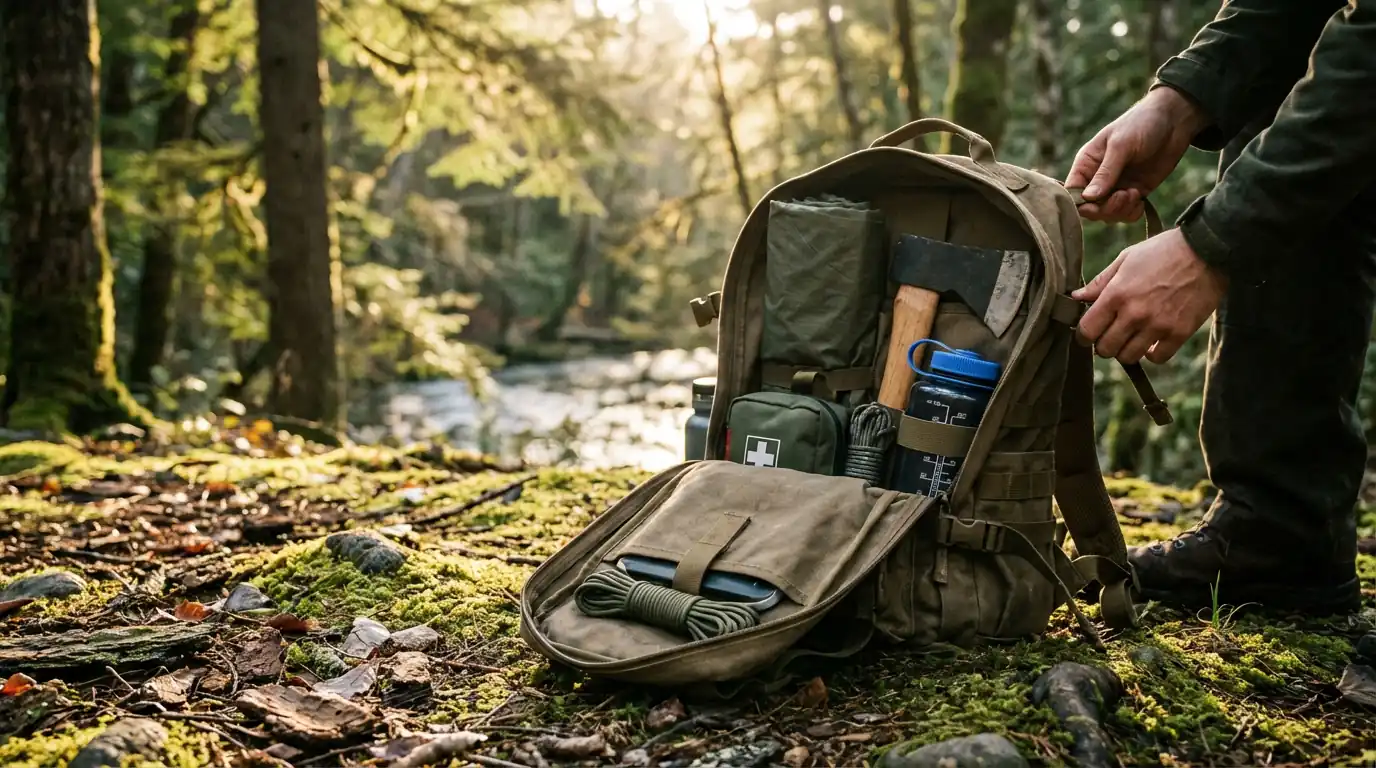 Sac de survie complet avec équipement d'urgence et provisions