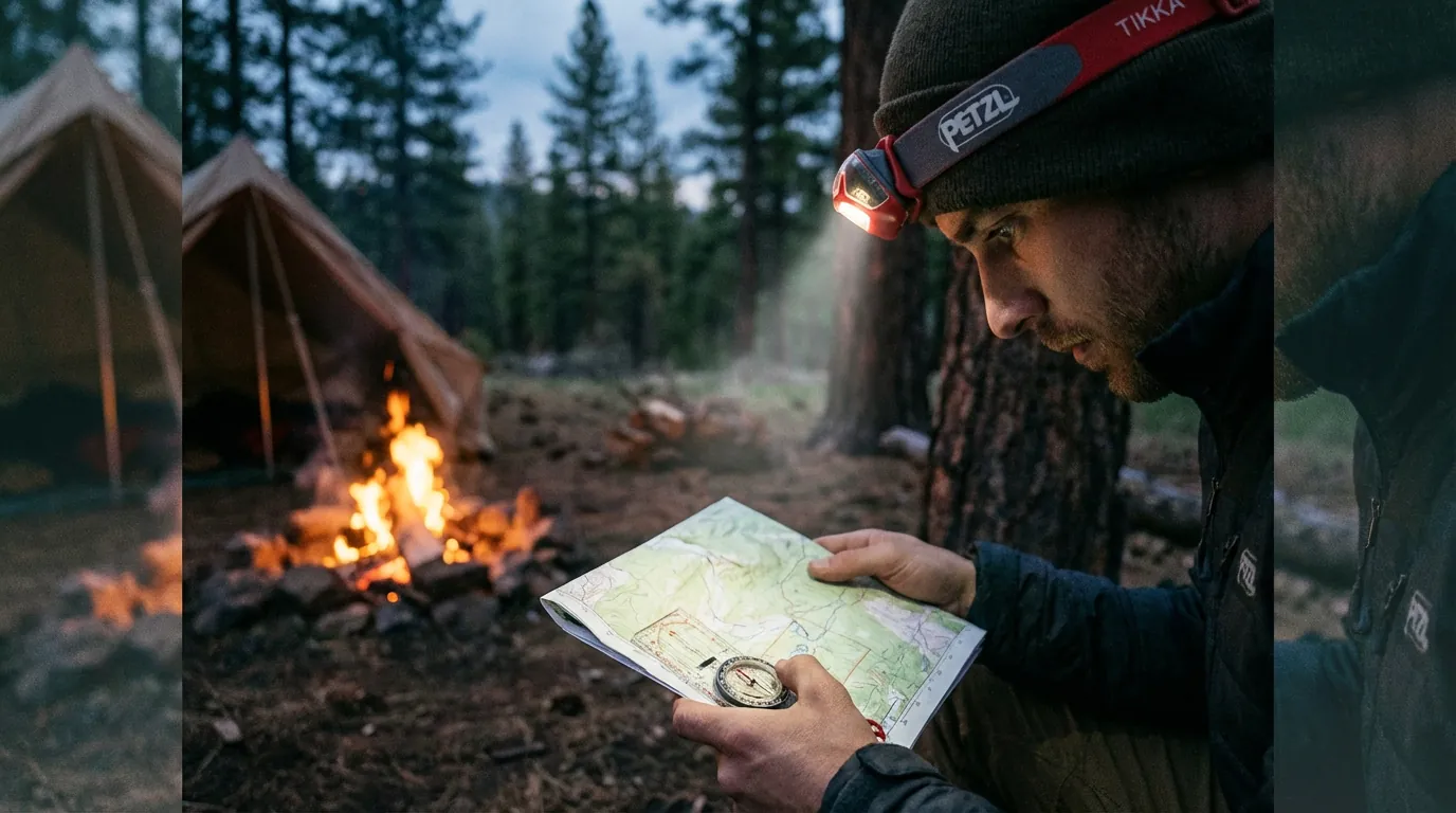 Lampe frontale Petzl Tikka en situation d'utilisation extérieure