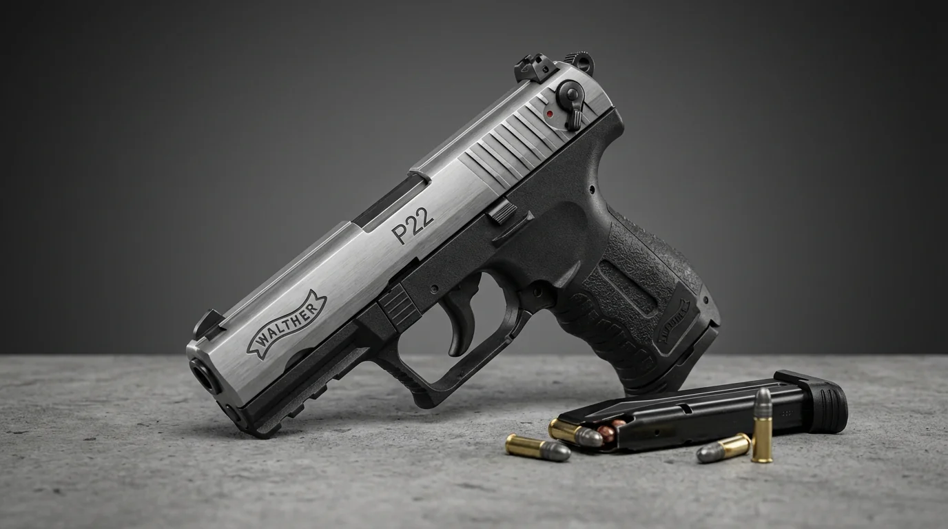 Pistolet Walther P22 avec finition noire et chargeur engagé